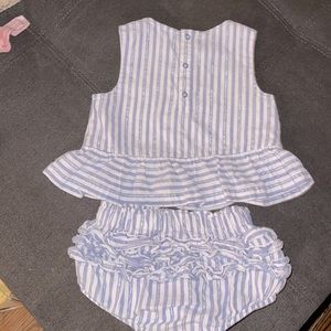 2 piece ruffled pin striped outfit